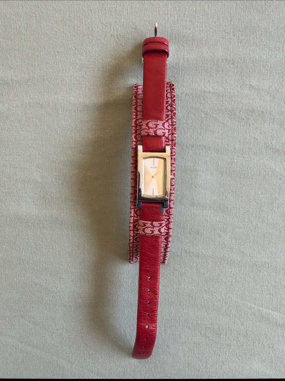 Gucci Red Double Wrap Leather and Signature Canvas Women's Watch